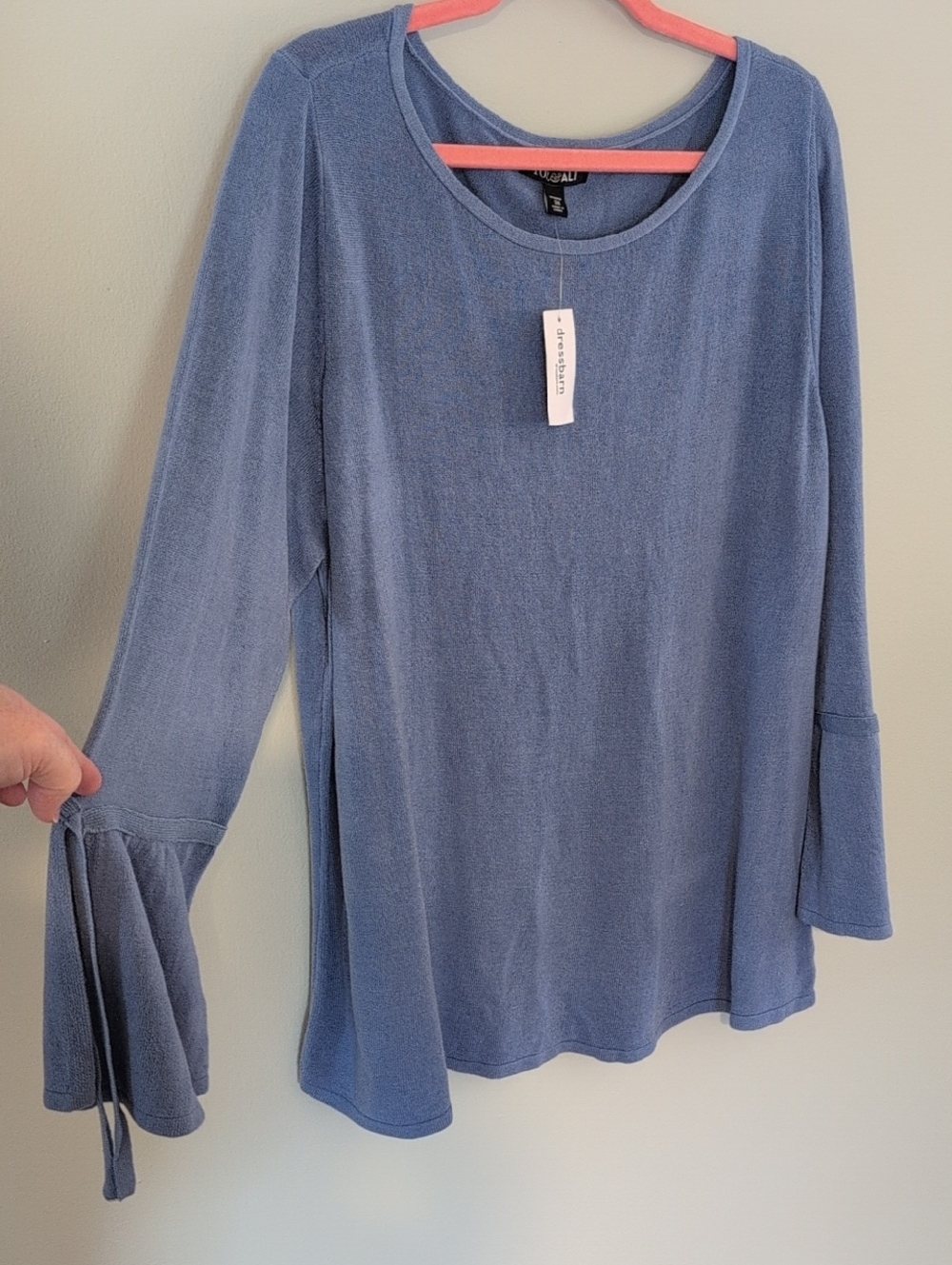 Dressbarn Blue Bell-Sleeve Long-Sleeve Tunic Top